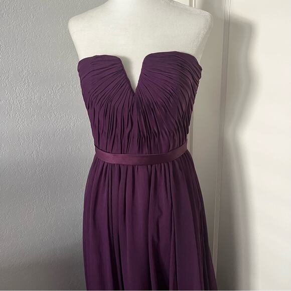 Angelina Faccenda Purple Strapless Formal Bridesmaid Gown - Picture 2 of 11